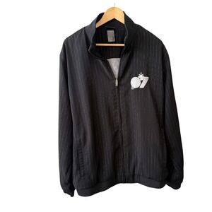 Adidas Men's Large Las Vegas 2007 Black White Pin Striped Zipper‎ Track Jacket